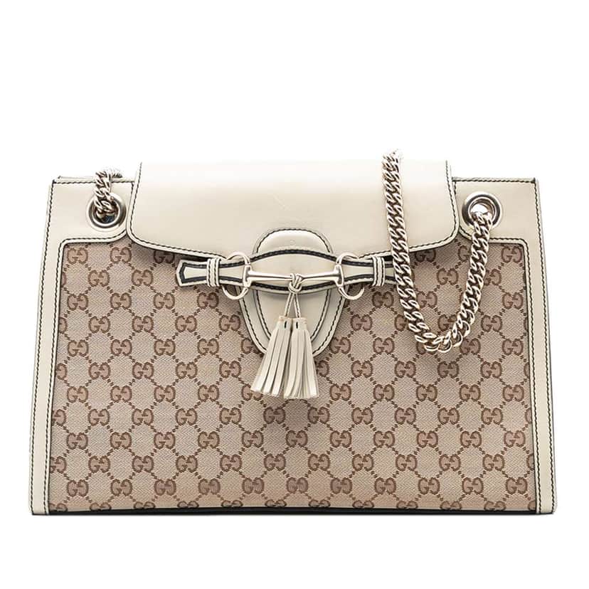 Gucci Large GG Canvas Emily Shoulder Bag Brown Canvas Good condition - Front View