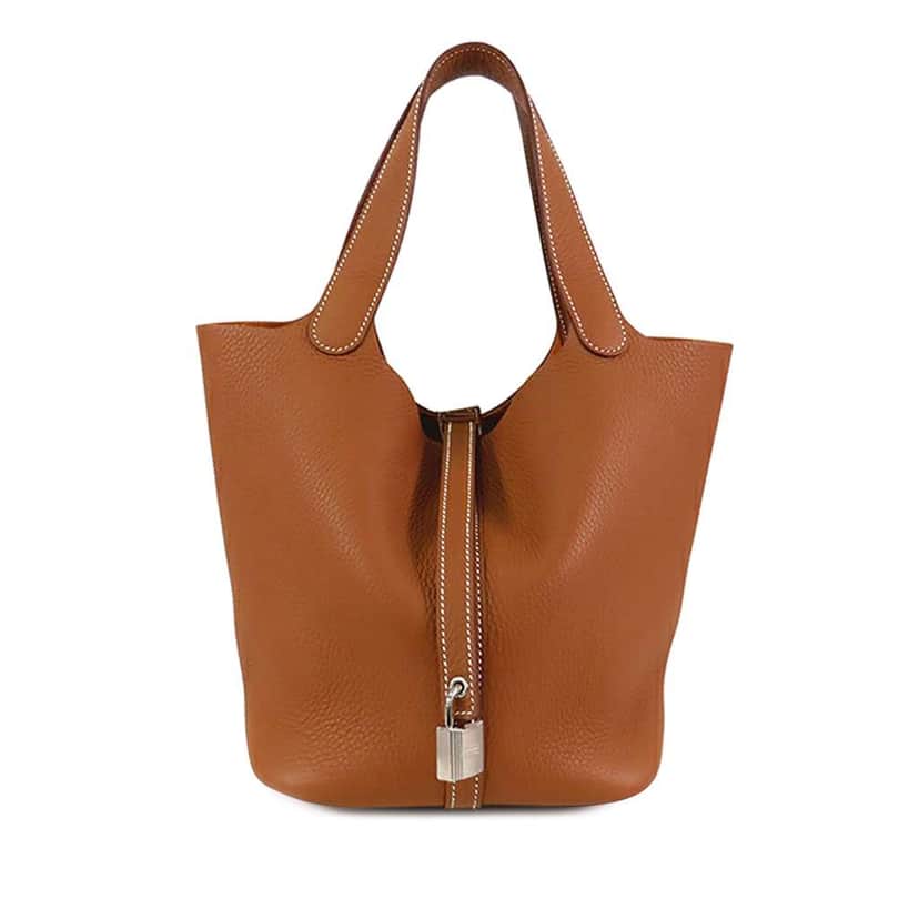 Hermès Clemence Picotin Lock 22 Brown Leather Good condition - Front View