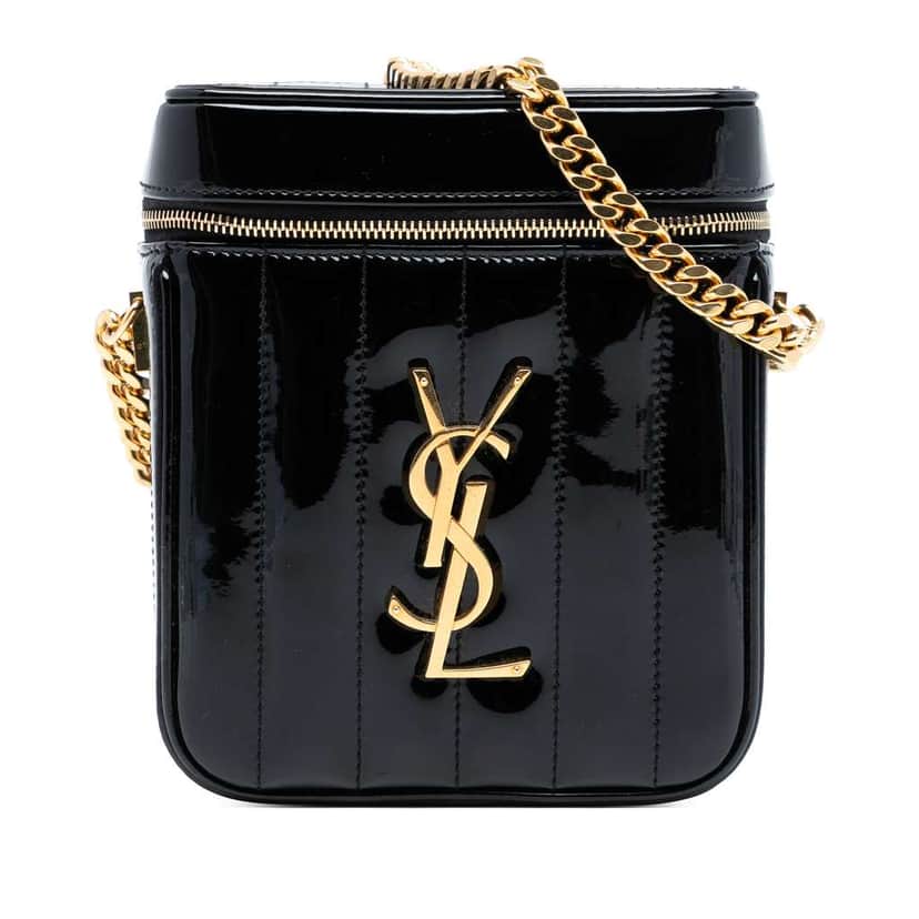 Saint Laurent Patent Vicky Vanity Bag Black Leather Very good condition - Front View