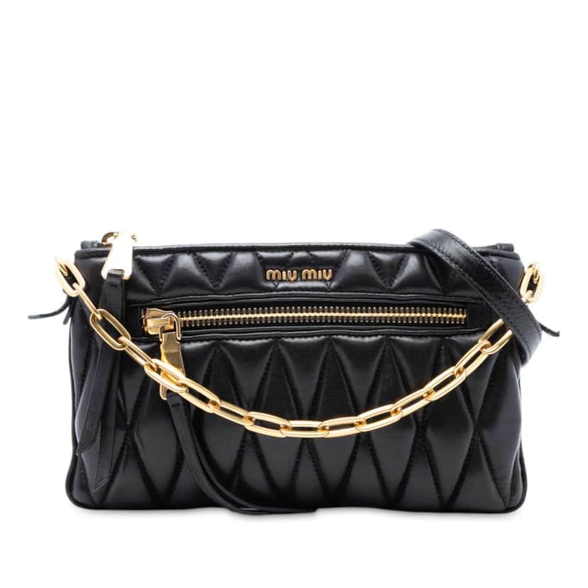 Miu Miu Matelasse Leather Satchel Black Leather Good condition - Front View