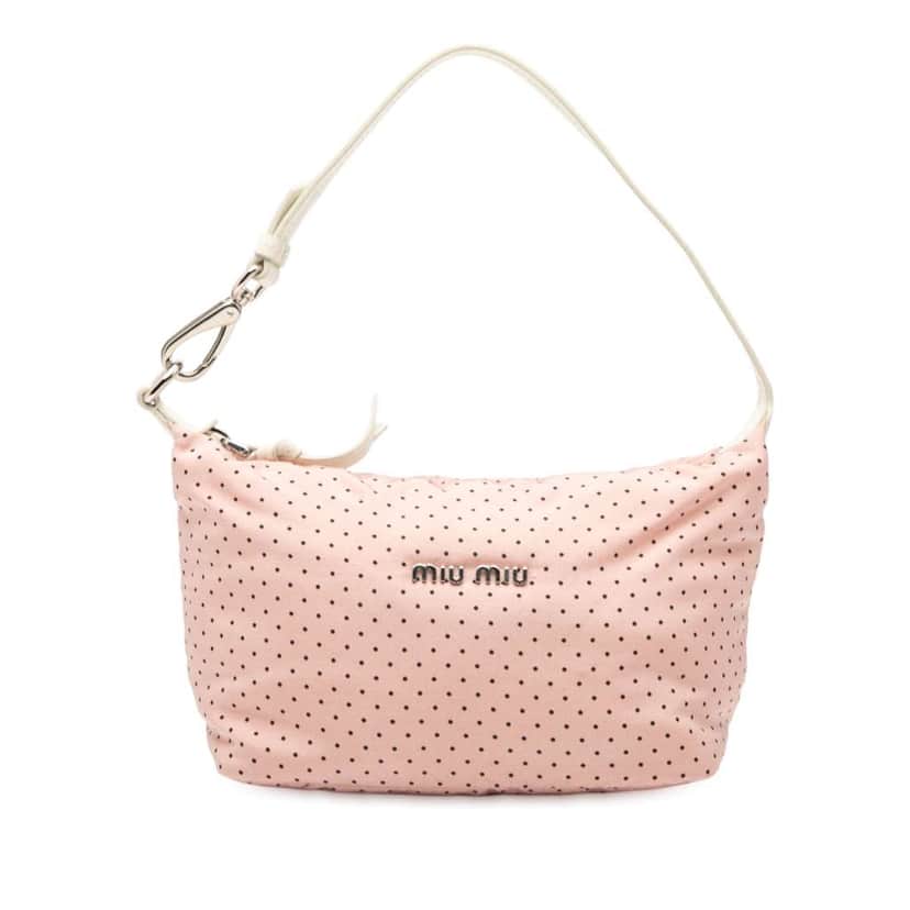 Miu Miu Nylon Polka Dot Shoulder Bag Pink Good condition - Front View