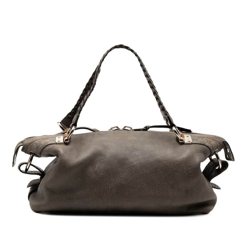 Gucci Medium Leather Bamboo Bar Tote Grey Leather Fair condition - Front View