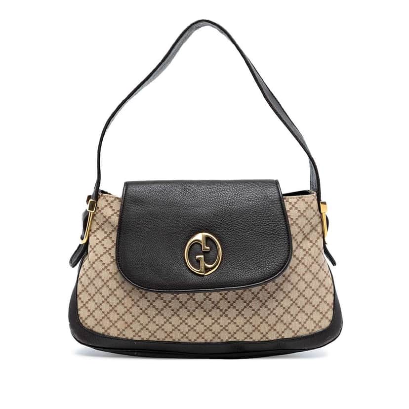 Gucci Diamante Canvas 1973 Shoulder Bag Brown Canvas Good condition - Front View