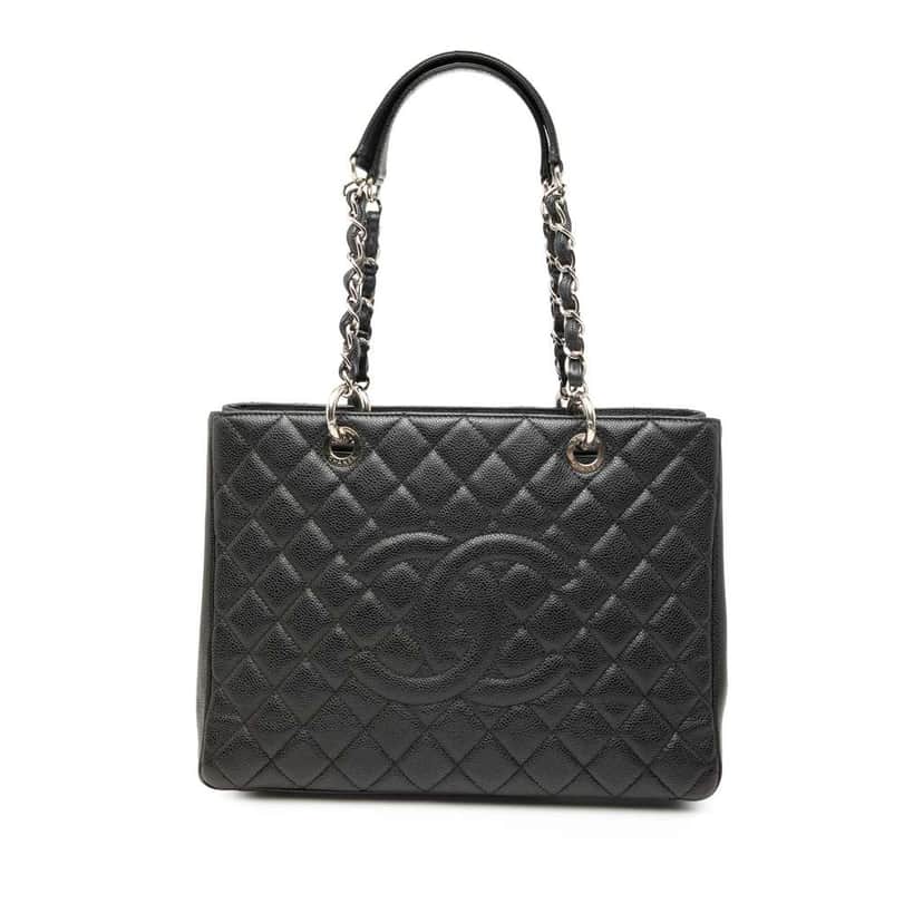 Chanel Caviar Grand Shopping Tote Black Leather Good condition - Front View