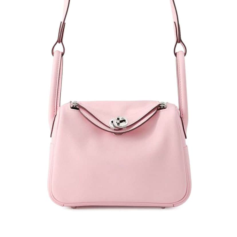 Hermès Mini Swift Lindy 20 Pink Leather Good condition - Front View
