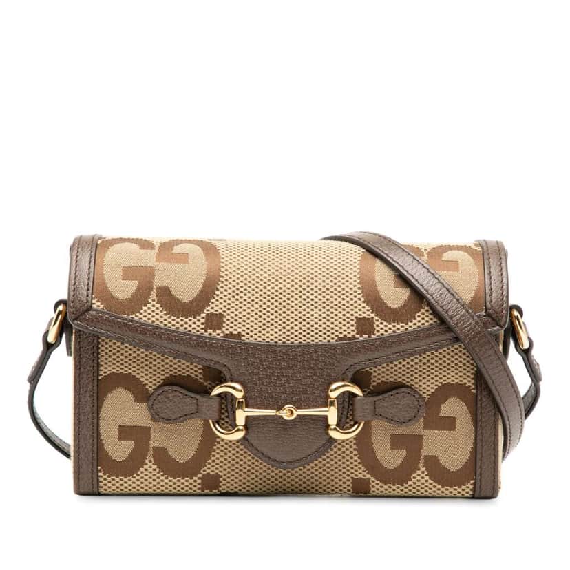 Gucci Mini Jumbo GG Canvas Horsebit 1955 Crossbody Brown Canvas Good condition - Front View