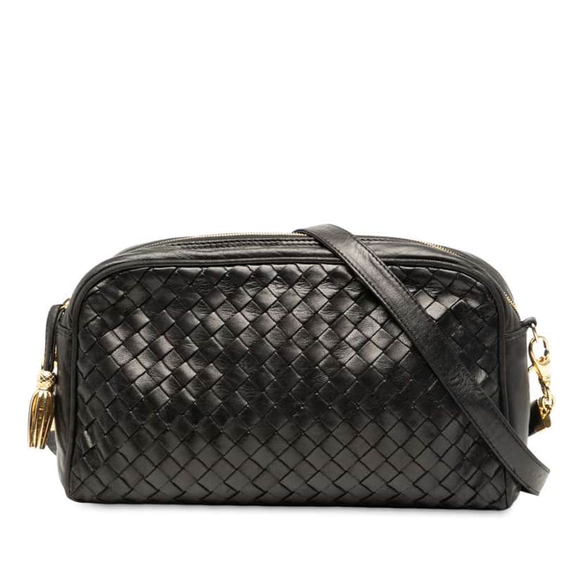 Bottega Veneta Nappa Intrecciato Crossbody Black Leather Good condition - Front View