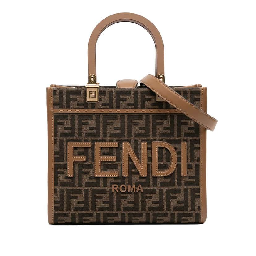 Fendi Small Zucca Canvas Sunshine Shopper Tote Brown Canvas Very good condition - Front View