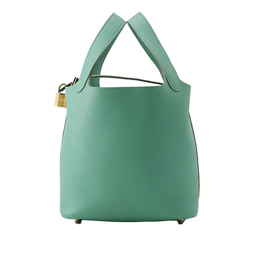 Hermès Maurice Picotin Lock 18 Green Leather Good condition - Front View