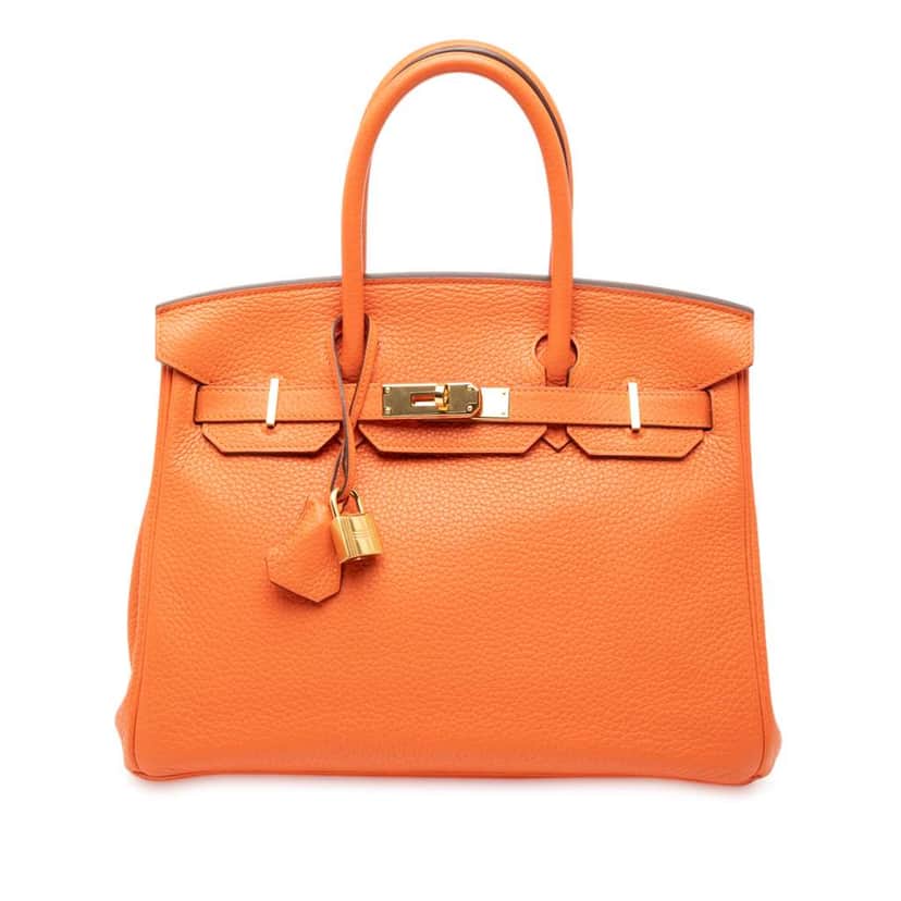 Hermès Clemence Birkin Retourne 30 Orange Leather Good condition - Front View