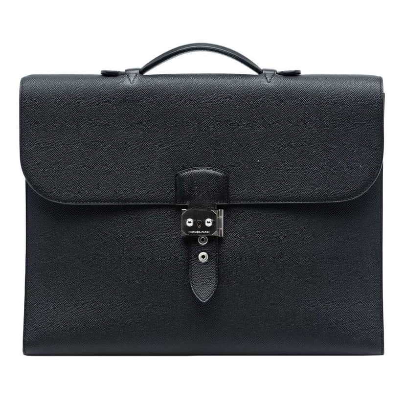 Hermès Epsom Sac A Depeches 38 Black Leather Good condition - Front View