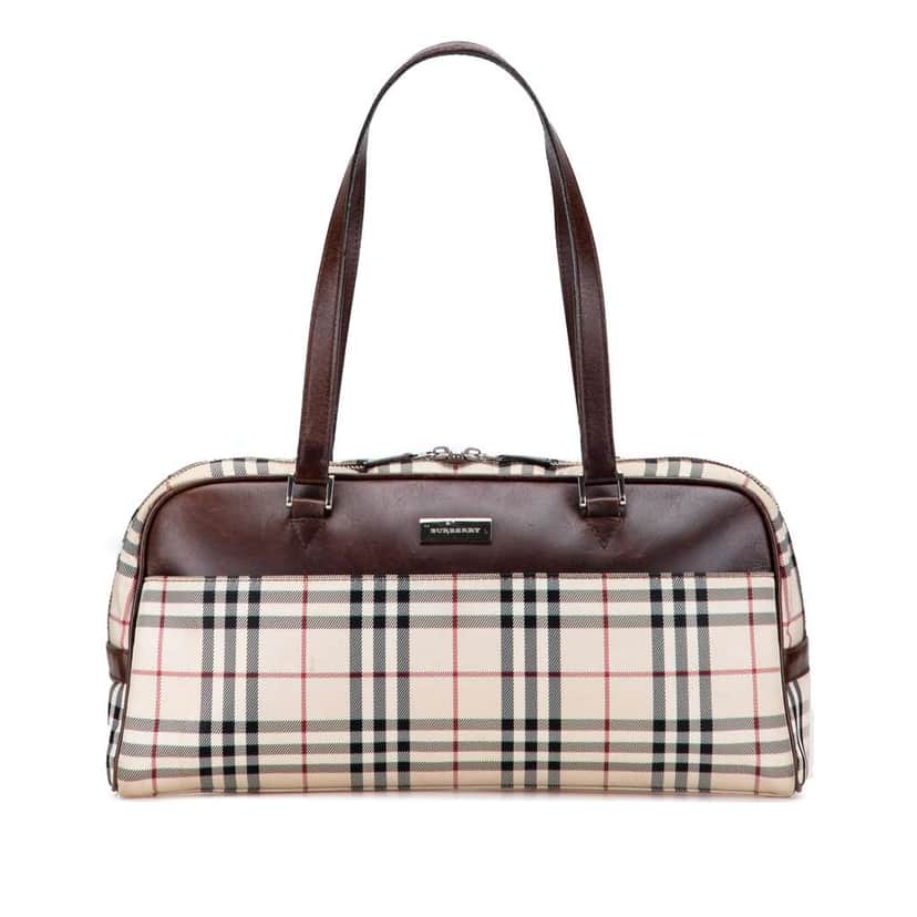 Burberry House Check Canvas Shoulder Bag Brown Canvas Good condition - Front View