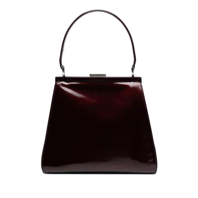 Gucci Patent Clasp Handbag Brown Leather Good condition - Front View