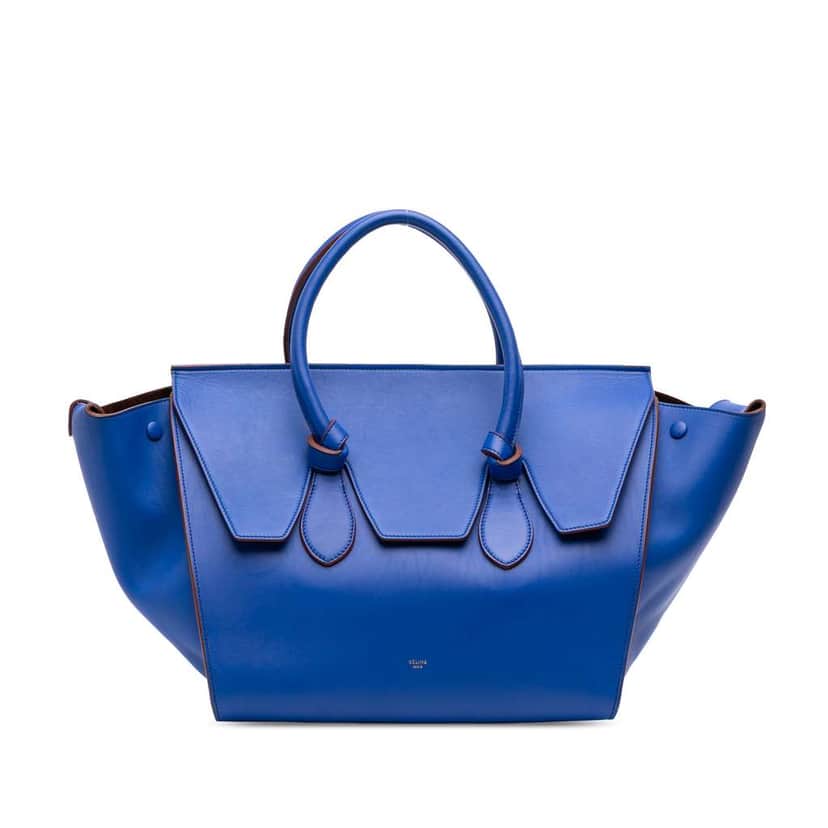 Celine Medium Smooth Calfskin Tie Knot Tote Blue Leather Good condition - Front View