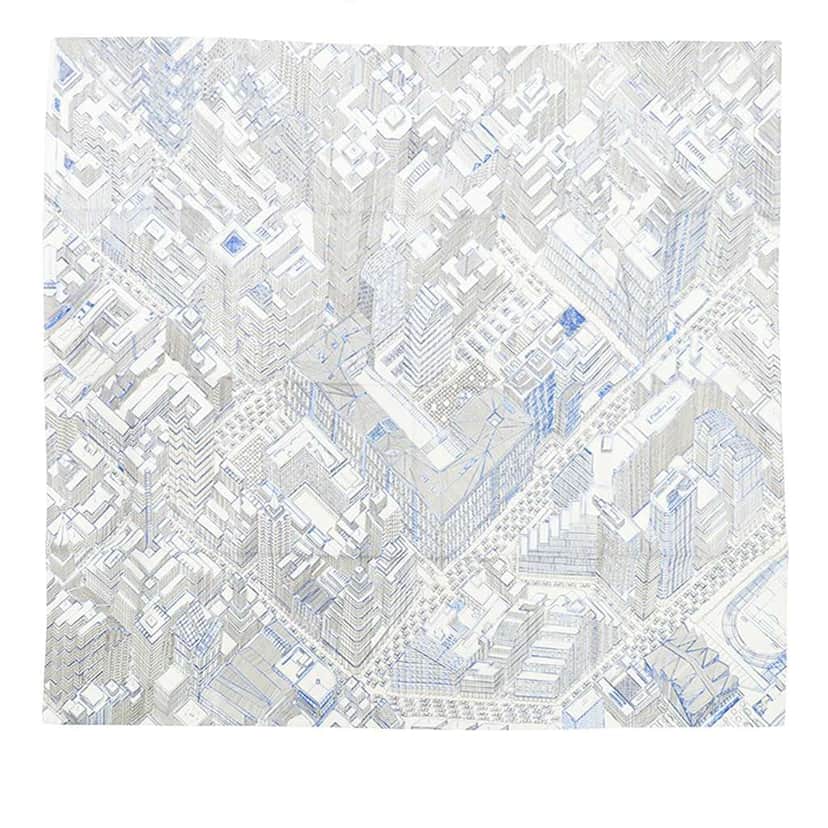 Hermès Pantin City Silk Scarf 90 White Silk Good condition - Front View