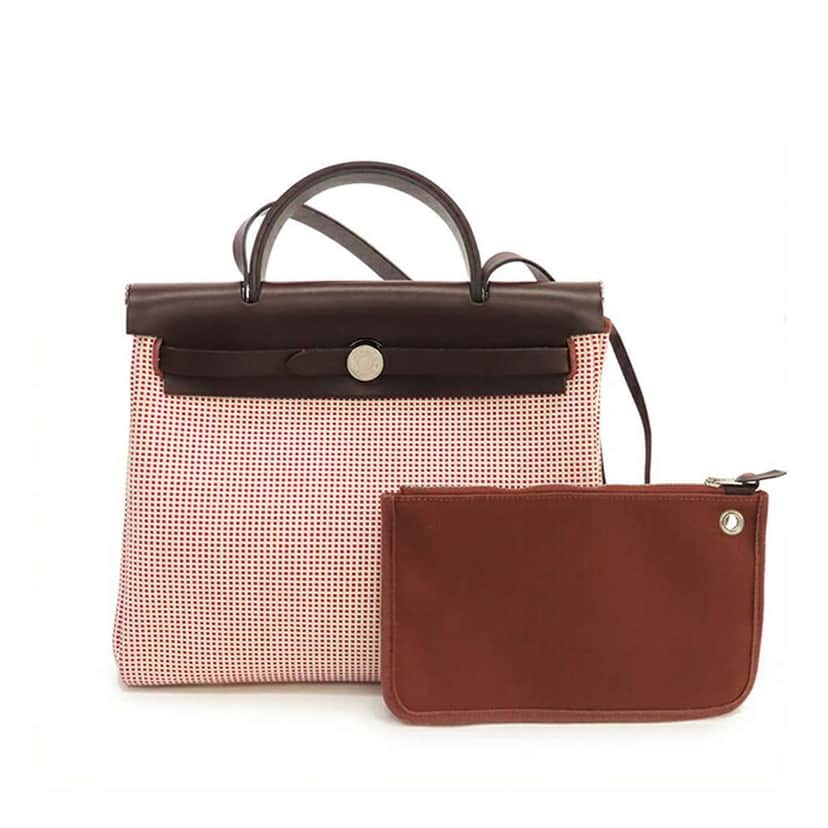 Hermès Toile Criss Viking Vache Hunter Herbag Zip 31 Red Canvas Good condition - Front View