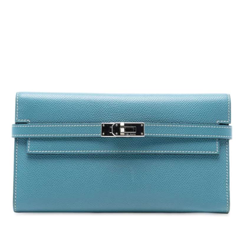 Hermès Epsom Kelly To Go Wallet Blue Leather Good condition - Front View