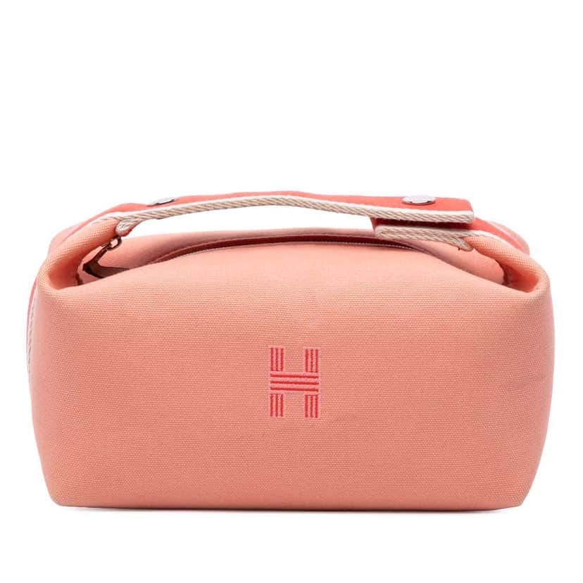 Hermès Small Canvas Bride A Brac Case Pink Canvas Good condition - Front View