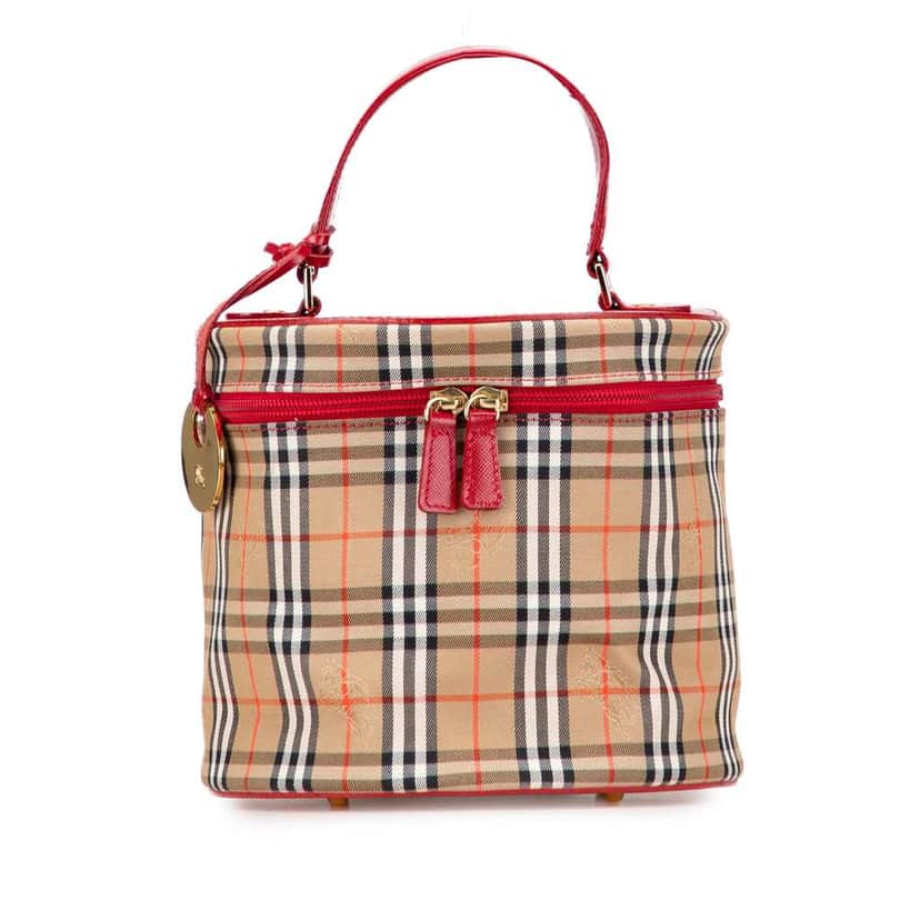 Burberry Haymarket Check Canvas Vanity Bag Brown Canvas Good condition - Front View