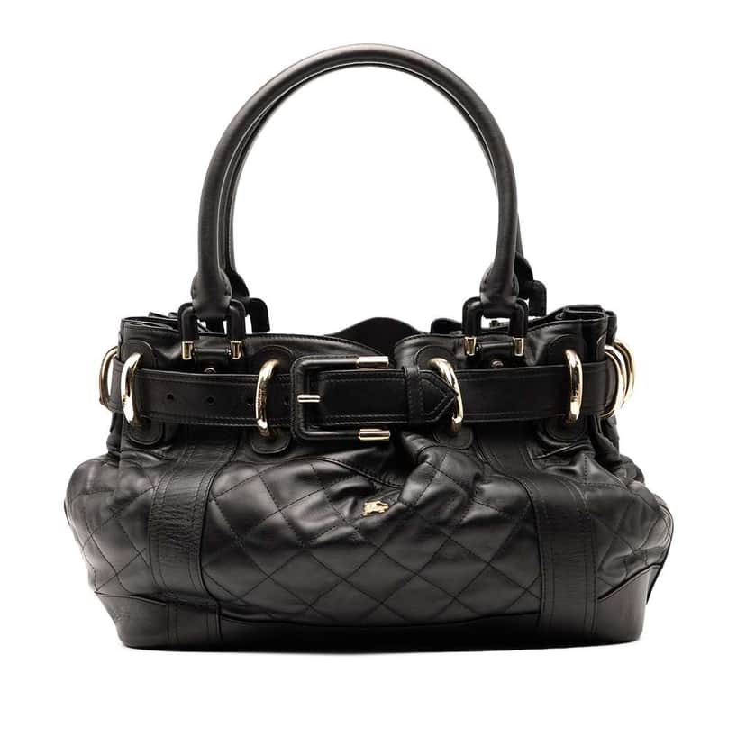 Burberry Large Quilted Leather Beaton Tote Black Leather Good condition - Front View