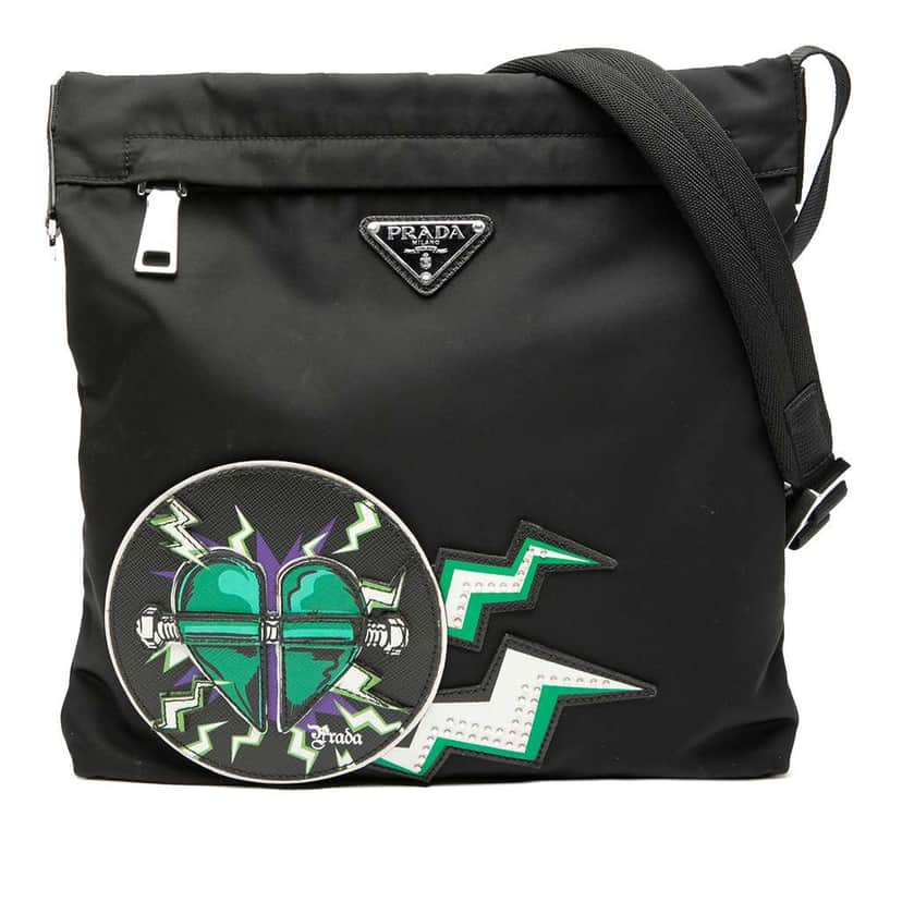 Prada Universal Studios Tessuto Montagna Frankenstein Print Crossbody Black Very good condition - Front View