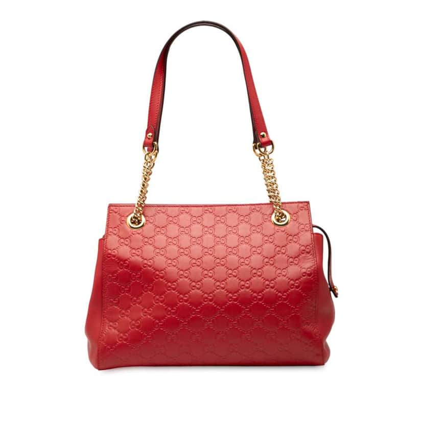 Gucci Medium Guccissima Soft Shoulder Bag Red Leather Good condition - Front View