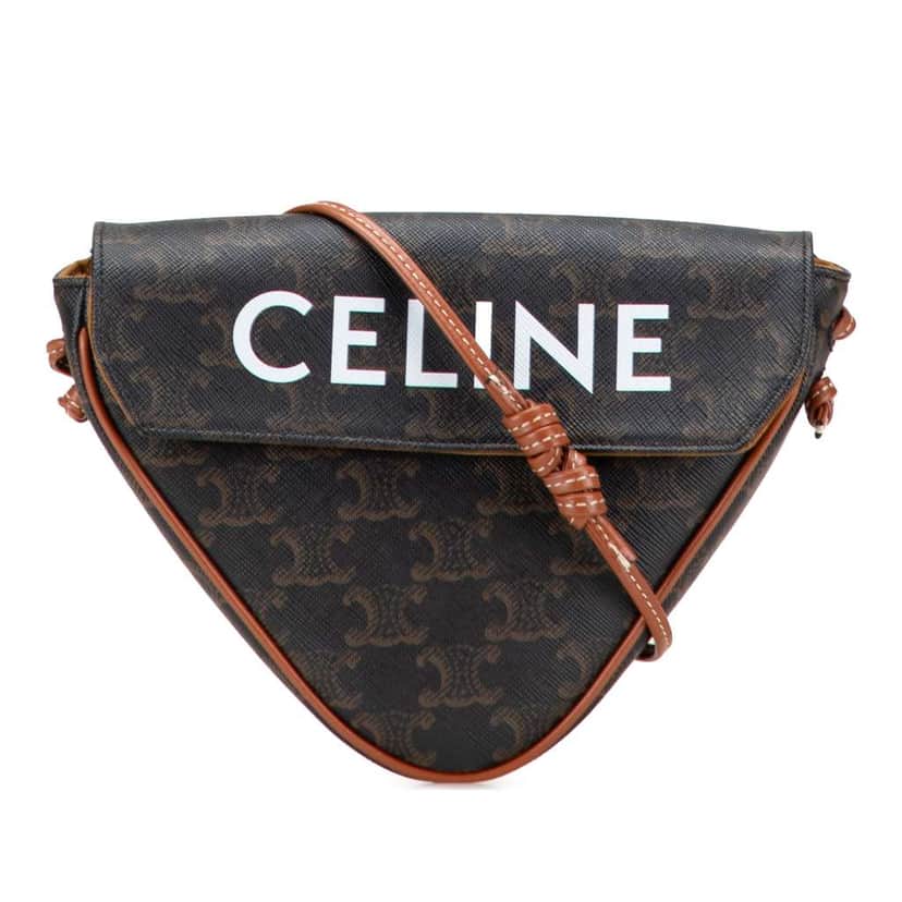 Celine Triomphe Coated Canvas Logo Triangle Crossbody Brown Canvas Good condition - Front View