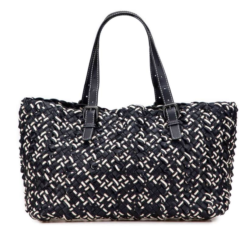 Bottega Veneta Large Leather Intrecciato Lido Tote Black Leather Good condition - Front View