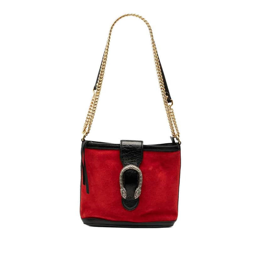 Gucci Suede Dionysus Bucket Bag Red Leather Very good condition - Front View