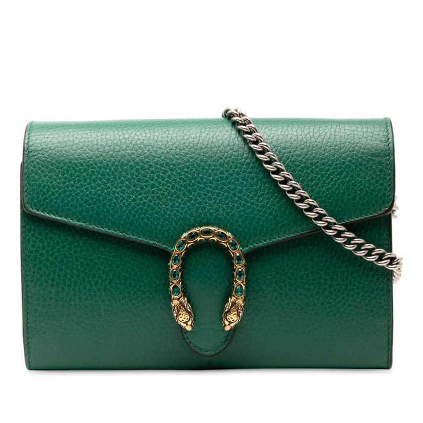 Gucci Leather Dionysus Wallet on Chain Green Leather Good condition - Front View