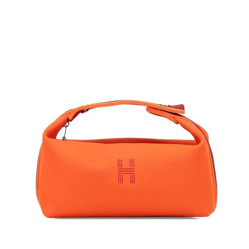 Hermès Small Toile Bride A Brac Case Orange Canvas Good condition - Front View