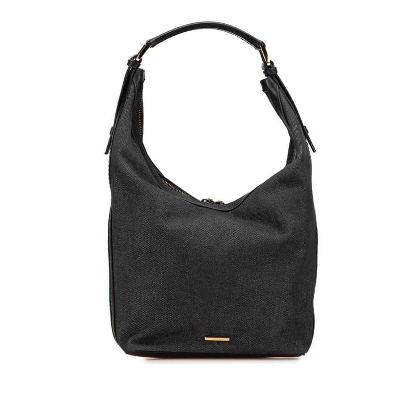 Gucci Denim Web Shoulder Bag Black Denim Good condition - Front View