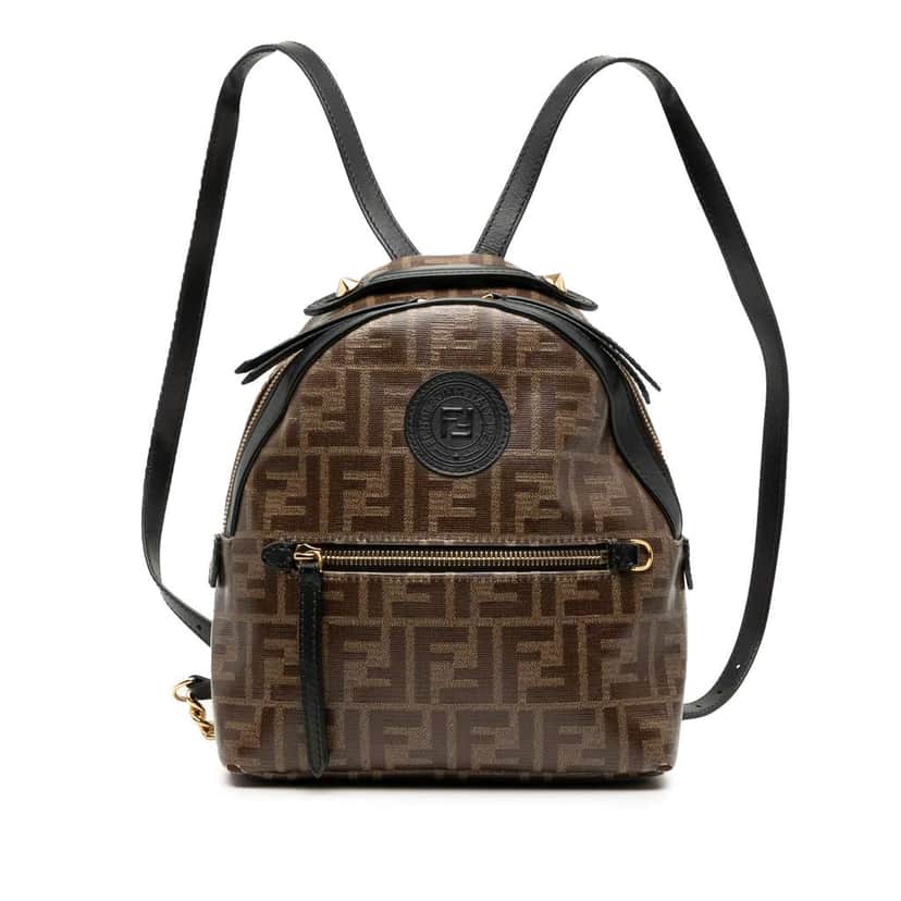 Fendi Zucca Coated Canvas FF 1974 Backpack Brown Canvas Good condition - Front View