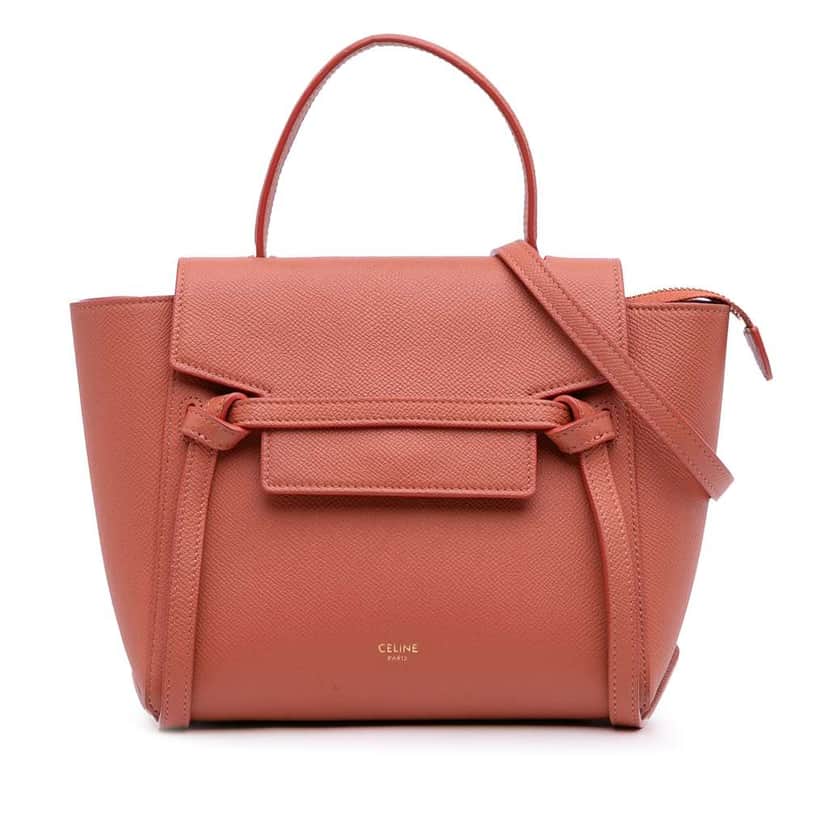 Celine Nano Grained Calfskin Belt Bag Orange Leather Good condition - Front View