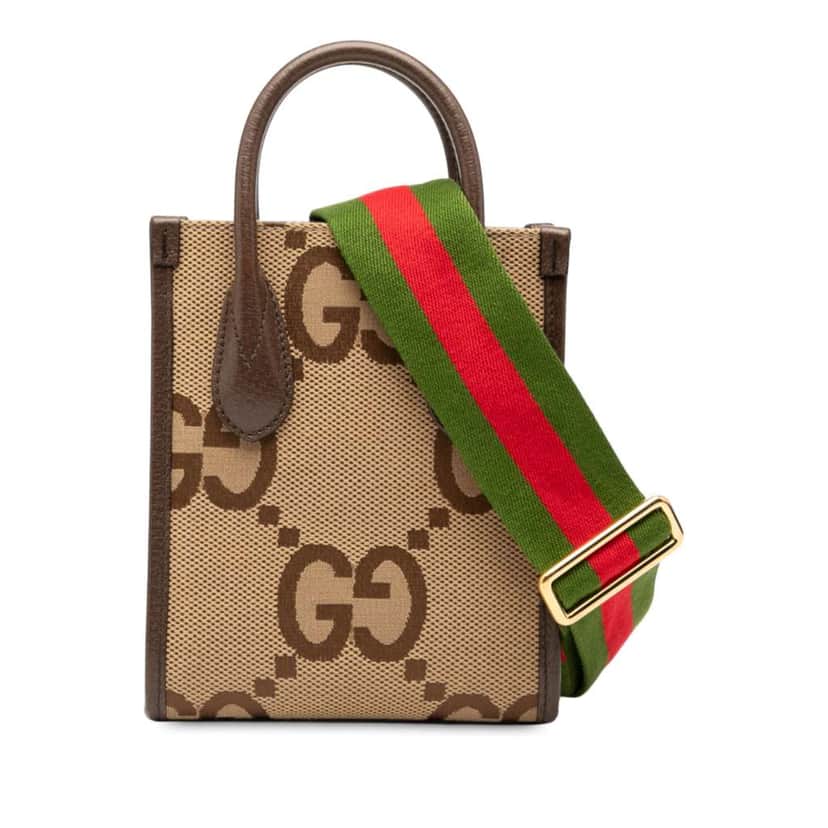 Gucci Mini Jumbo GG Canvas Web Satchel Brown Canvas Good condition - Front View