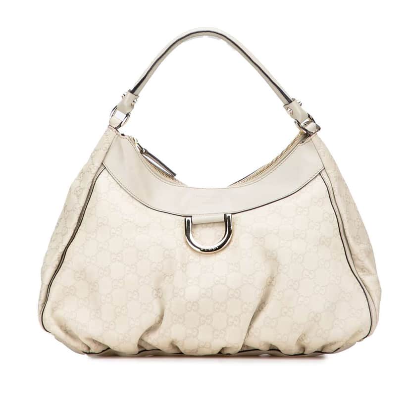 Gucci Guccissima Abbey D Ring Shoulder Bag White Leather Good condition - Front View