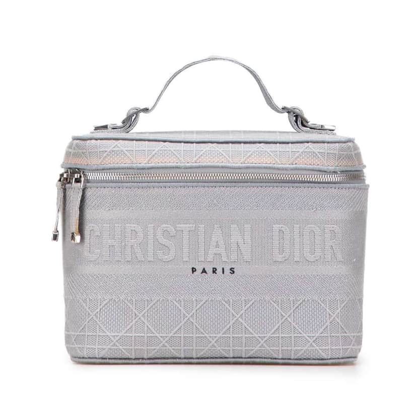 Dior Canvas Cannage Diortravel Vanity Case Grey Canvas Very good condition - Front View
