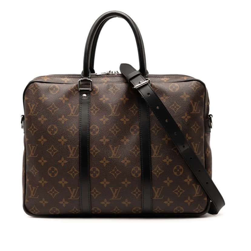 Louis Vuitton Monogram Macassar Porte Documents Voyage Brown Good condition - Front View