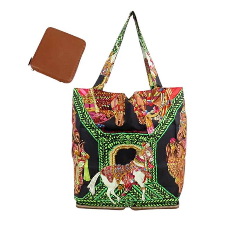 Hermès La Danse Du Cheval Marwari Silky Pop Tote Black Silk Good condition - Front View