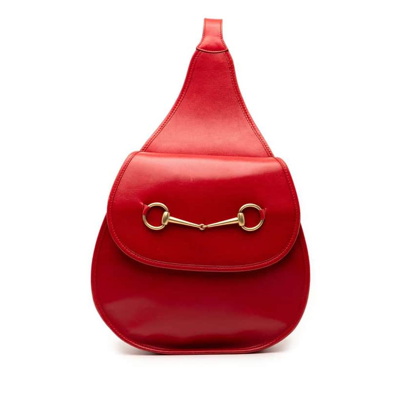 Gucci Leather Horsebit Backpack Red Leather Good condition - Front View