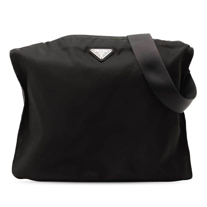 Prada Tessuto Zip Top Crossbody Black Good condition - Front View