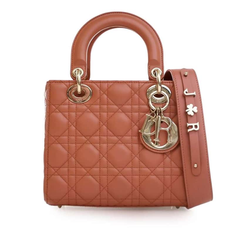 Dior Small Lambskin Cannage MyABCDior Lady Dior Orange Leather Good condition - Front View