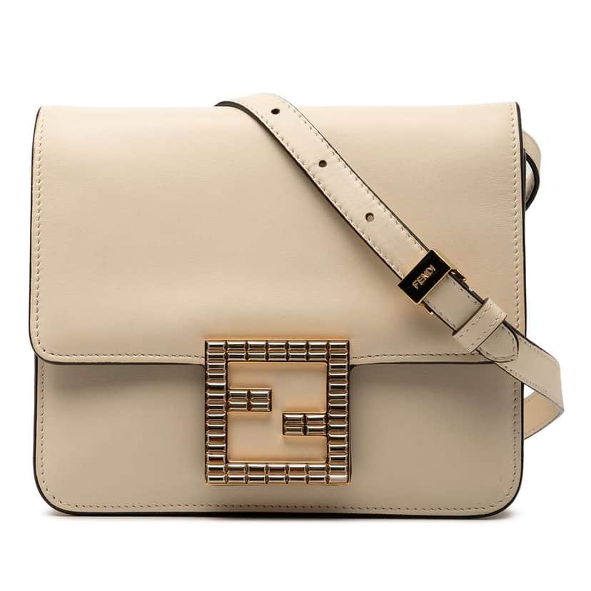 Fendi Leather Crystal Fab Crossbody Brown Leather Good condition - Front View