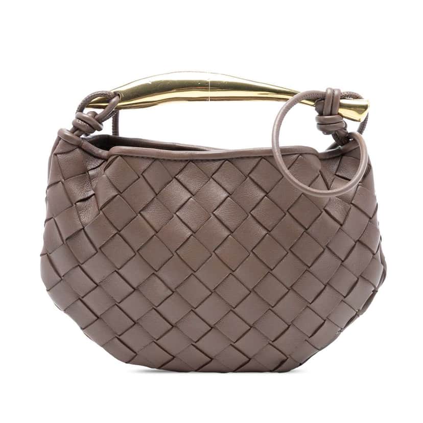 Bottega Veneta Baby Lambskin Intrecciato Sardine Bag Brown Leather Good condition - Front View