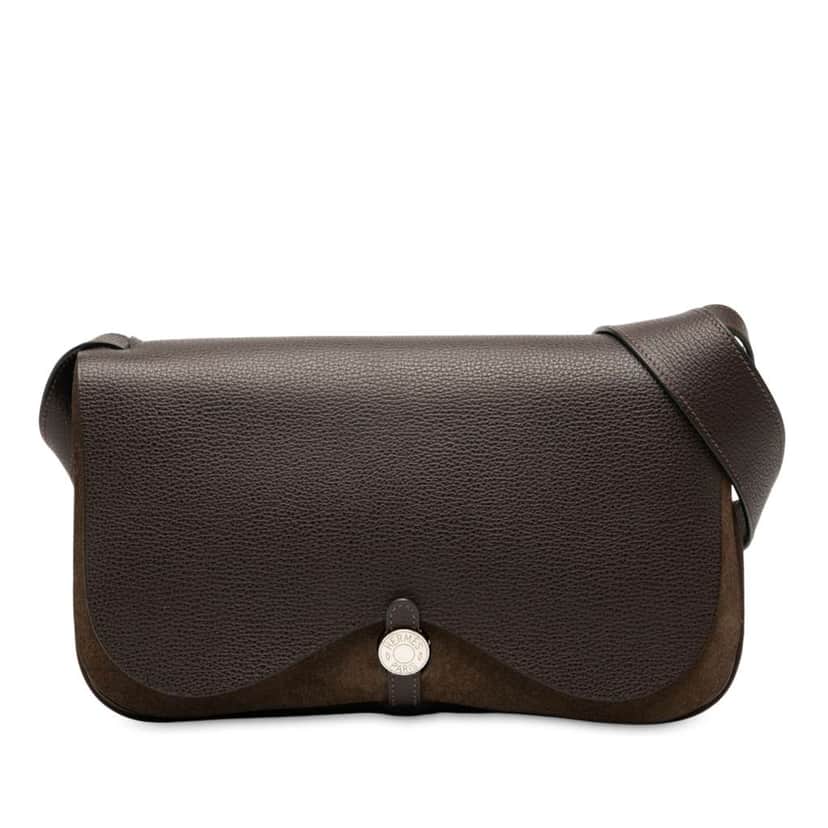 Hermès Vache Liege and Toile Sac Colorado PM Brown Leather Good condition - Front View