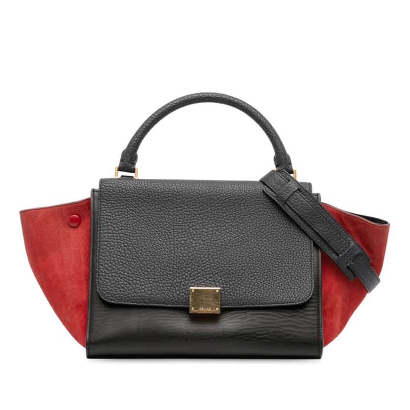 Celine Small Tricolor Leather Trapeze Satchel Black Leather Good condition - Front View