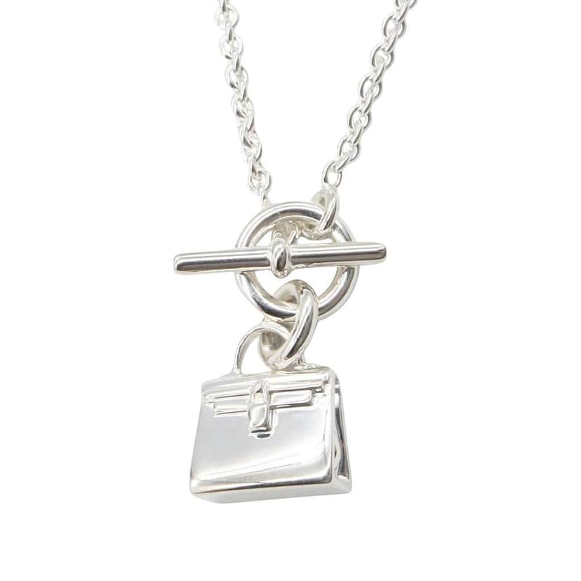 Hermès Sterling Silver Amulettes Kelly Pendant Necklace Silver Silver Good condition - Front View