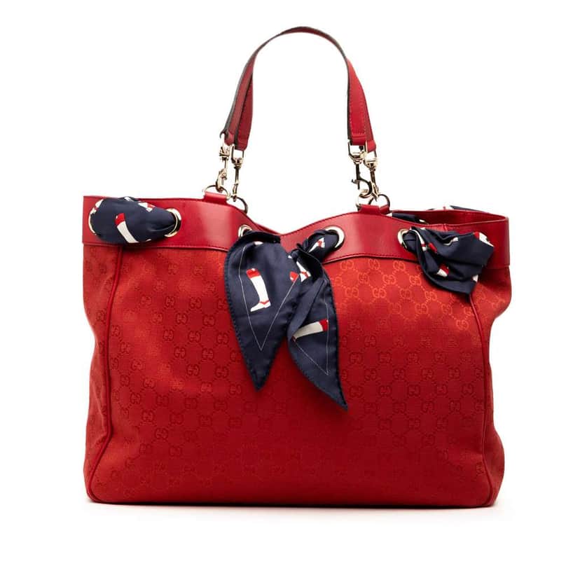 Gucci Large GG Canvas Positano Tote Red Canvas Good condition - Front View