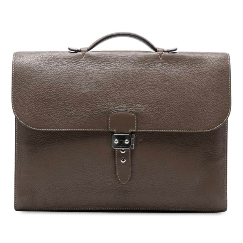 Hermès Togo Sac a Depeches 40 Brown Leather Good condition - Front View