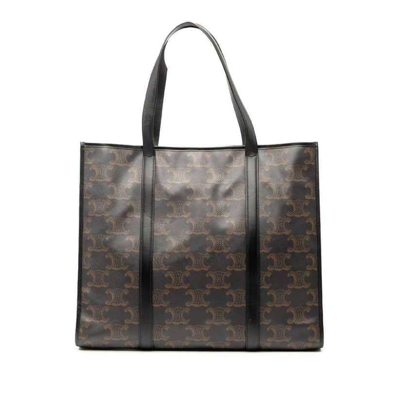 Celine XL Triomphe Coated Canvas Cabas Tote Brown Canvas Very good condition - Front View